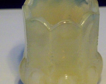DEGENHART glass Reproduction manufacture of US Glass beaded oval toothpick holder --- #C140123