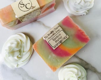 Rainbow Sherbet Soap, Sherbet soap bar, Ice cream Soap, Homemade Soap, Cold Process Soap, Soap Bar, Colorful Soap, Fun Soap, Cool Soap