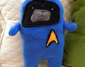 Bones - Dr. PugCoy - The Star Trek Black Pug Bummlie ~ Stuffing Free Dog Toy ~ Ready To Ship Today