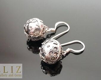 Sterling Silver 925 Angel Sound Ball BELL Earrings