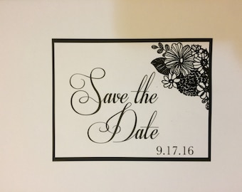 Black and White save the date, Classy save the dates, Flowers save the date