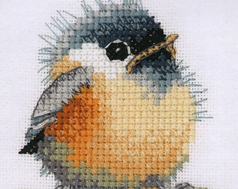 Counted cross stitch Chickadee Coaster Kit from Heritage Crafts