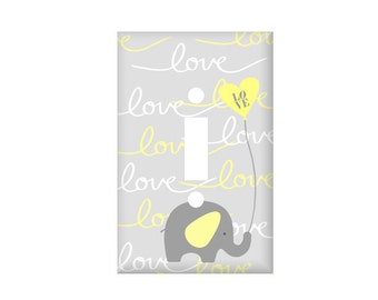 Elephant Switchplate Cover - Elephant Nursery Room - Childs Room - Elephant Decor - Elephant Balloon - Custom Switchplate, Kids Room