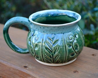 Green Vines Handmade Pottery Mug 12oz