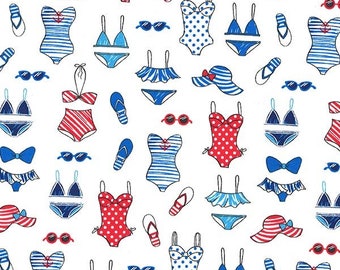 Michael Miller - Just Shellin - Girls Just Wanna Have Sun - White - DC8175 WHIT D - 100% cotton fabric - Fabric by the yard(s)