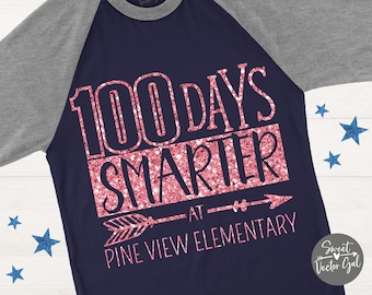 100 Days Smarter svg, cut file, iron on decal, school svg, 100 days of school, sweetvectorgal, 100 days of school svg, eps, png, dxf, svg
