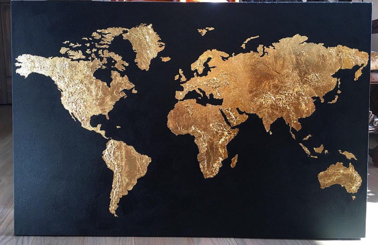 Gold Leaf Map Original Gold Leaf Map Of The World Gold Leaf