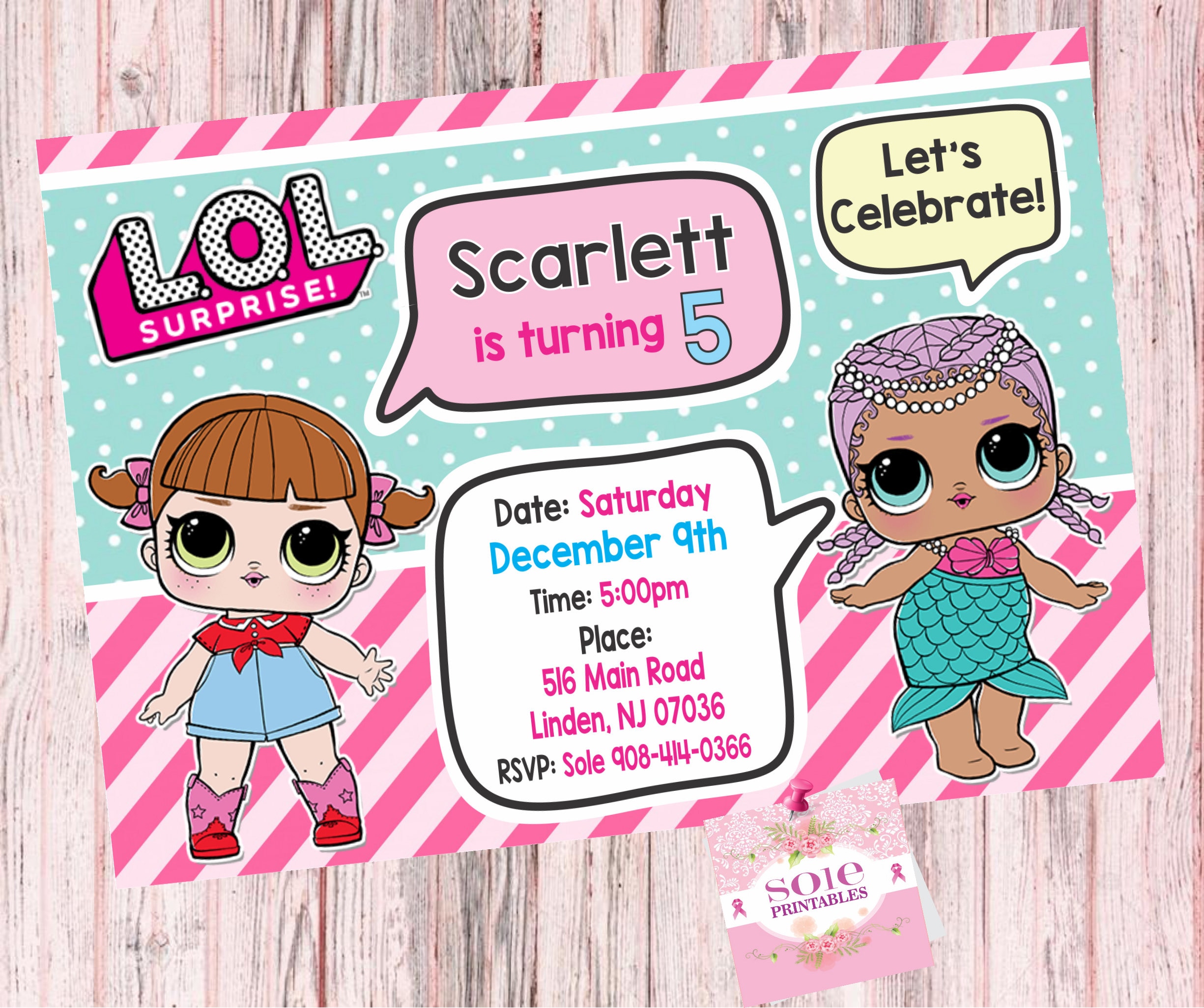 L.O.L Surprise Theme: Birthday Invitation Series 1 and