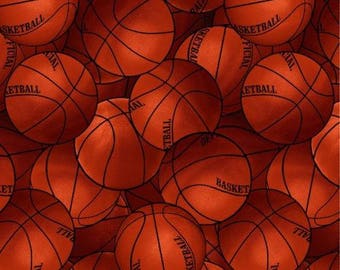 Basketball Fabric, Sports Fabric: David Textiles Packed Sports - Basketballs Allover, Basketball Premium 100% cotton Fabric (DA27)