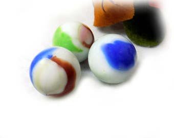 Agate marbles - marble lot - Shooters, glass marble , Vintage Glass Marble -- game marbles - Large Marbles, lot of 3 # 25