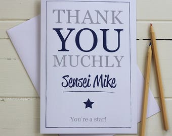 Personalised Thank you card - Thank you muchly. You're a star