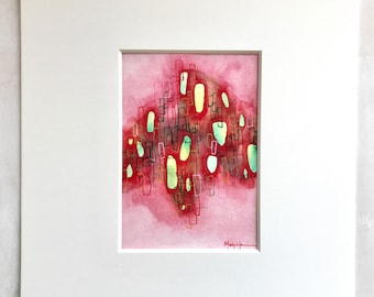 5x7 watercolor painting matted to an 11 x 14