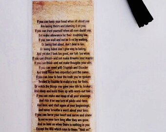 If By Rudyard Kipling Vintage Paper Bookmark