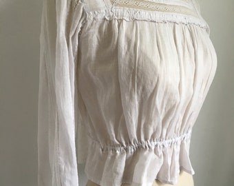 Antique blouse 1910s edwardian for gibson girl sheer cotton with lace