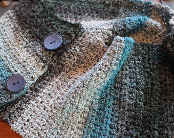 Cowl, Infinity Scarf, Warm Scarf, Blue Scarf, Gray Scarf, Fashion Cowl, Crocheted Cowl, Handmade Cowl, Blue and Gray, Infinity Cowl