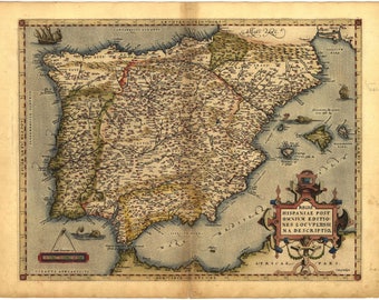 Vintage map of Spain