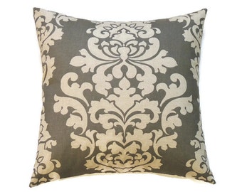 Gray Pillow Cover, 14x14 Pillow Covers, Decorative Pillows, Sofa Couch Cushion Cover, Berlin Summerland Gray