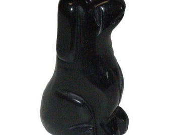 Dog figurine 5cm black Obsidian