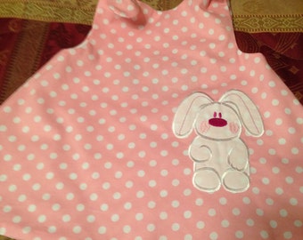Reversible swing dress with monogram/applique