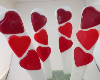 Valentine, Heart, Plant Stake, Garden Stake, Heart Stick, Valentine's Day, Plant Stake, Fused Glass, Decorative