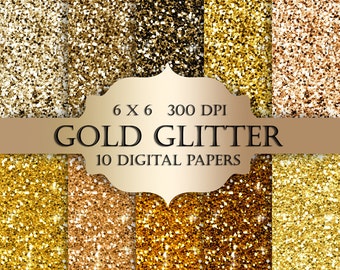 Gold glitter digital paper - Glitter gold, Scrapbooking Digital Paper, gold textures, glitter backgrounds, gold sparkle for invitations
