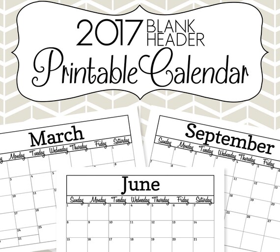 Items Similar To 2017 Calendar Printable Printable Calendar Pdf Blank