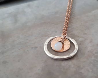 Rose gold opal necklace, rose gold circle necklace, rose gold opal pendant necklace, rose gold necklace opal, pendant circle necklace gift