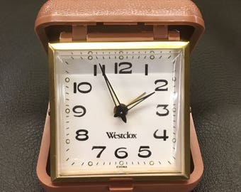 Vintage Westclox Travel Alarm Clock ; Folding Alarm Clock