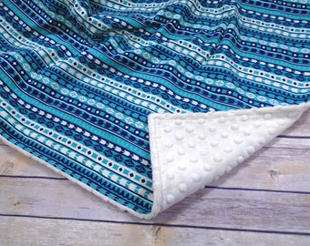 Baby Boy Blanket Minky - Striped Baby Blanket - Tribal Baby Blanket - Tribal Blanket - Baby Boy Blanket - Minky Baby Blanket - Tribal Baby