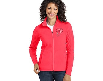 Personalized Monogrammed Stethoscope Full-Zip LADIES Fleece Jacket Custom Embroidered Initials Nurse Nursing Medical Doctor Womens 8 Colors