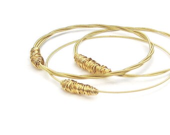 Bangle Bracelets // Set of 3 Bracelets // Gold or Silver // Eco-Friendly Jewelry // Guitar String Jewelry / Bridesmaid / Recycled Music Gift