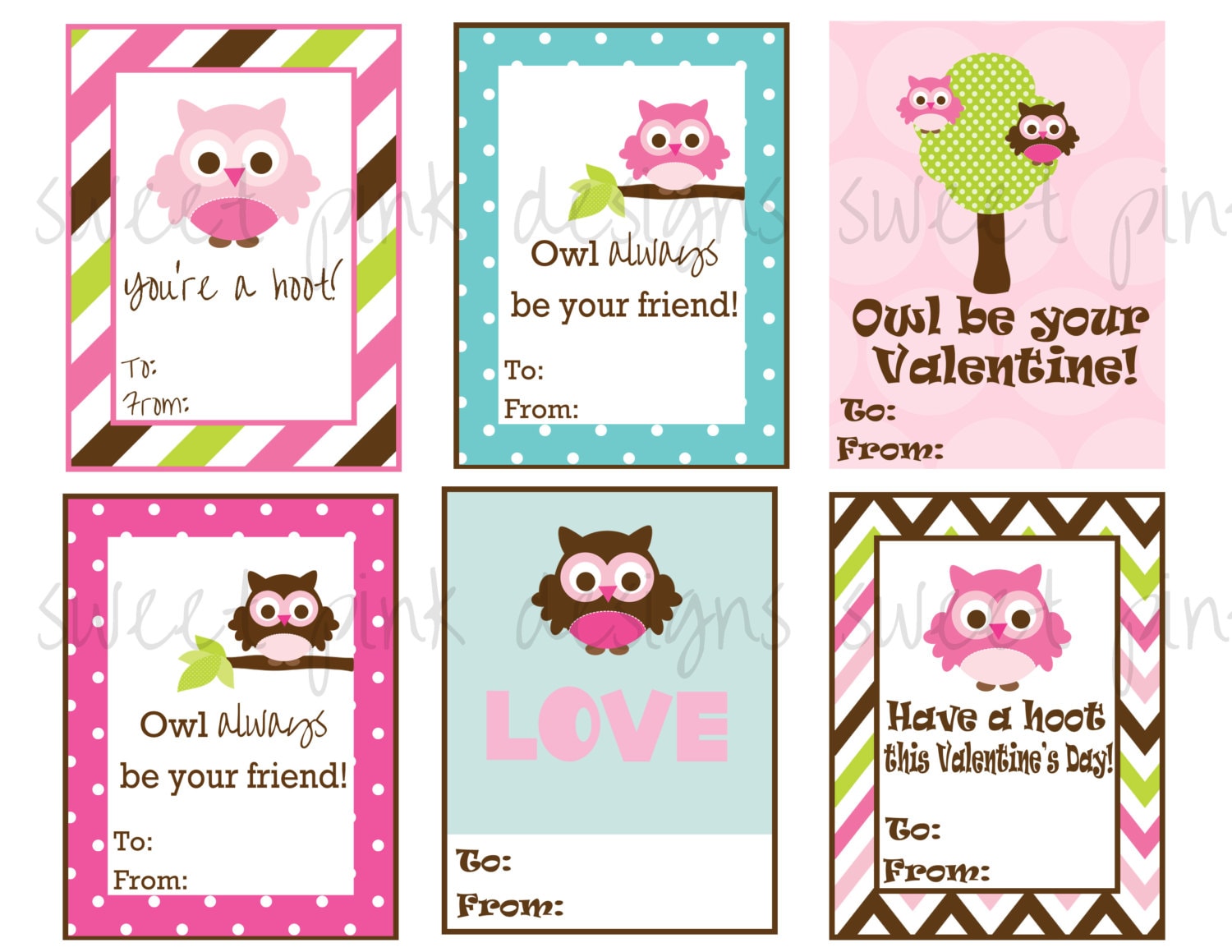 Owl Valentine's Printable Kids Valentine's1500 x 1159