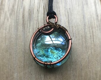 Blue glass pendant necklace, mermaid necklace, jewelry, sea jewelry