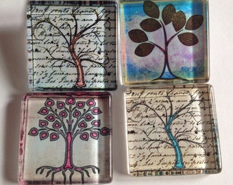 Tree of life magnets, Tree magnets, Glass magnets, Office supplies, Nature magnets, Kitchen magnets, Cubicle decor, Teacher gift, Gifts