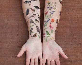 Wildflower Temporary Tattoos | Temporary Tattoo Set | British Wild Flowers | Temporary Tattoos | Floral Tattoos | Flower Illustrated Tattoos