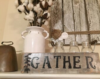 Rustic pallet wood Gather with wood burn design