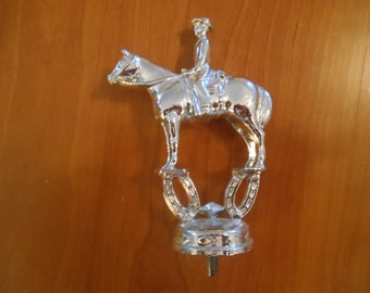 Silver Tone Metal Horse Pony Trophy Topper English Style Large 4 1/2" (Inv 9)