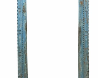 Antique Blue Haveli Door Frame Only , Zig Zag Decorative Cuts Design Entrance Arch Shabby CHIC Decor FREE SHIP