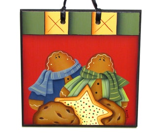 Primitive Gingerbread and Cookies Sign, Handpainted Wood, Hand Painted Prim Home Decor, Wall Art, Tole Decorative Painting, B7