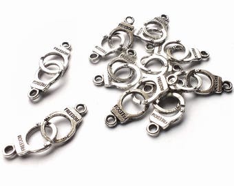 a pair of handcuffs charm 30 mm silver