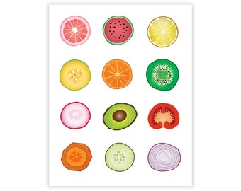 Kitchen Art Print - Art Collage Print - Fruits and Vegetables Art Print