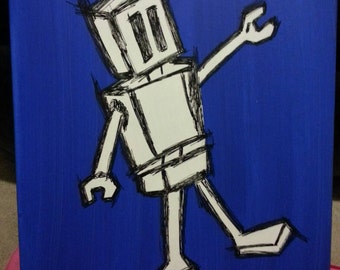 Walking Robot Custom Painting 24 X 20 Canvas
