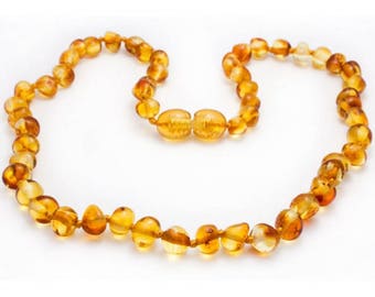 Genuine Baltic Amber Baby Teething Necklace Honey