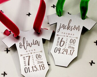 Personalized Baby's First Christmas ornament, Baby Gift, Shower Gift, Baby Stats,Statistics, Baby Clothes, Birth Details, tagyoureitjewelry