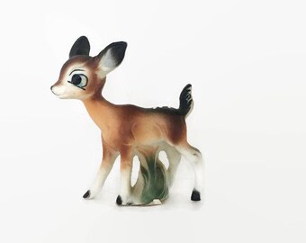 Vintage Deer Figurine, Bone China Animal, Spotted Fawn