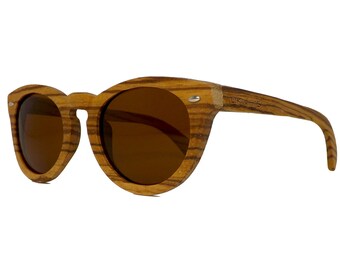 Okulars® Vintage - Lunettes de Soleil en Bois pour Homme & Femme, Fait à la Main - Taille unique - Lentilles Polarisées Miroir - UV400-Cat.3