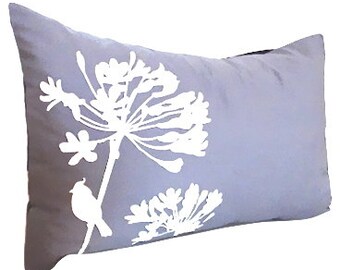Limited Time Sale Slate Cardinal on Agapanthus Rectangle Pillow