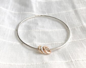 Three Metal Spinner Bangle Trimetal Bangle Silver Bangle Bracelet Small Bangles Large Bangles gold rose gold silver bangle