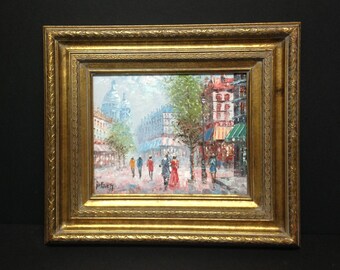 Art Oil Painting Paris Scene by Caroline Burnett - Frame 15.5 x 13.5"