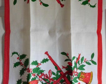 Vintage Holiday Instruments Christmans Kitchen Towel
